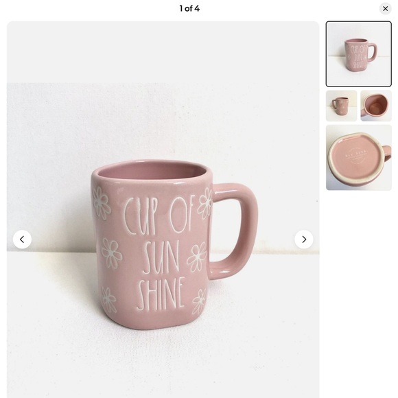Rae Dunn “Cup of Sunshine” Coffee or Tea Mug. White stencil and Pinkish color. - Picture 8 of 8